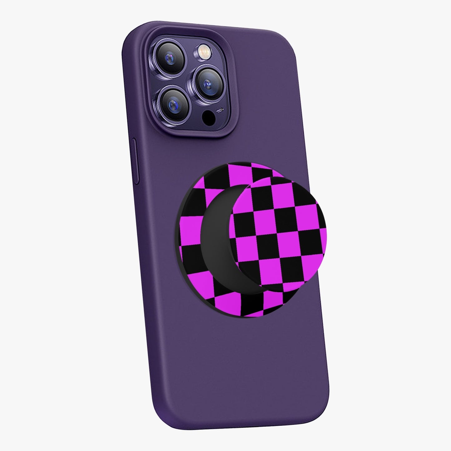 Hot Pink & Black checkered | .Magnetic Collapsible Grip And Stand - Kim’s Signature Beauty & Accessories