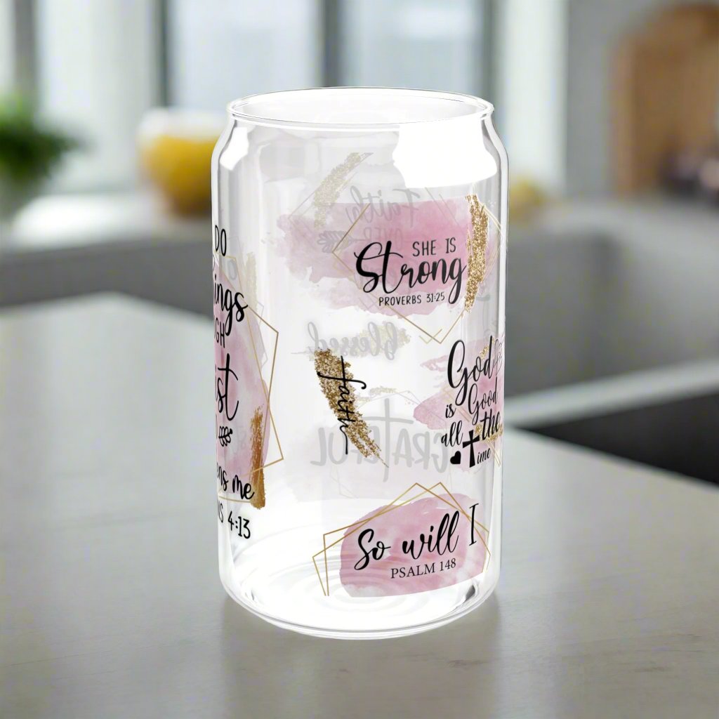 I Can Do All Things Sipper Glass - Kim’s Signature Beauty & Accessories