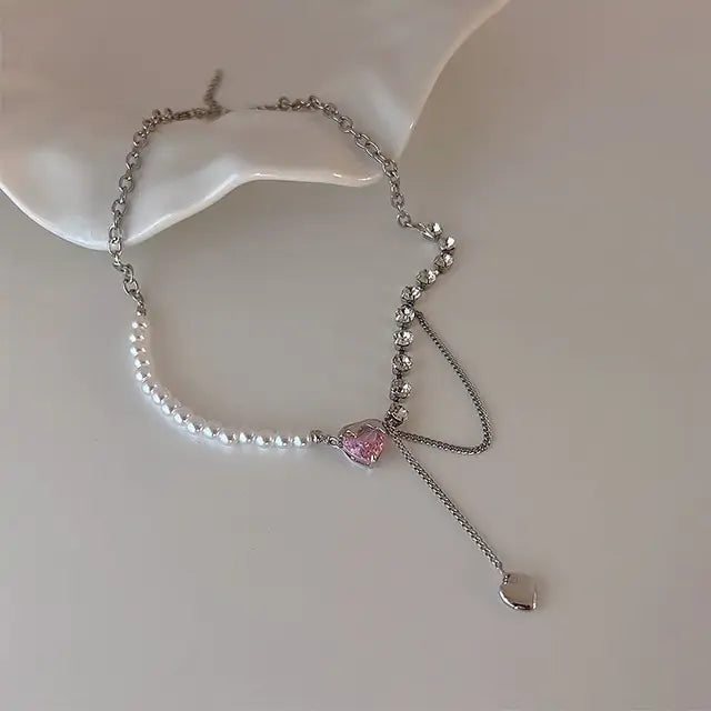 Pink Heart Pendant Necklace | Earrings - Kim’s Signature Beauty & Accessories