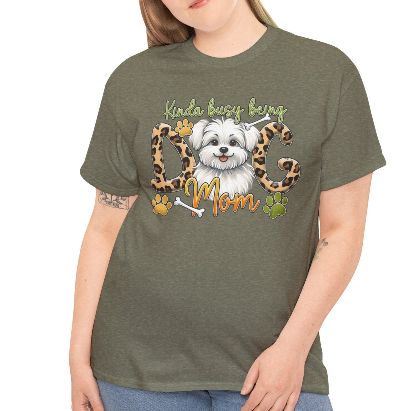 Kinda Busy Being a Dog Mom T-Shirt – Leopard Print - Kim’s Signature Beauty & Accessories