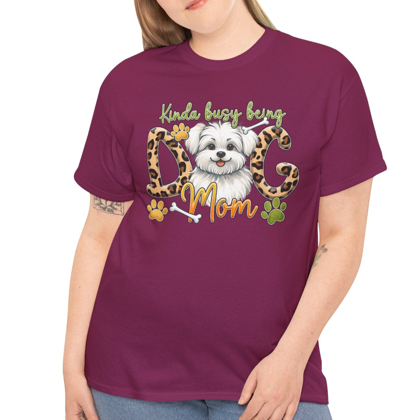 Kinda Busy Being a Dog Mom T-Shirt – Leopard Print - Kim’s Signature Beauty & Accessories