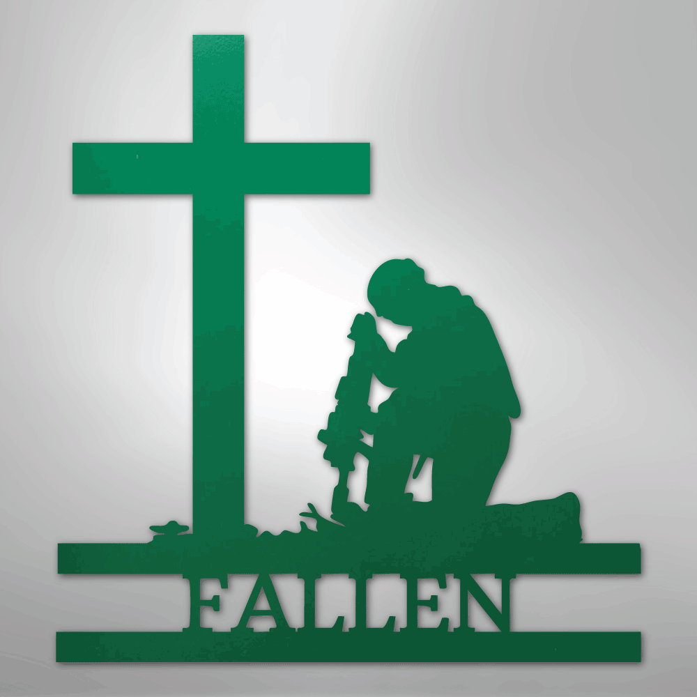 Kneeling Soldier Monogram - Steel Sign - Kim’s Signature Beauty & Accessories
