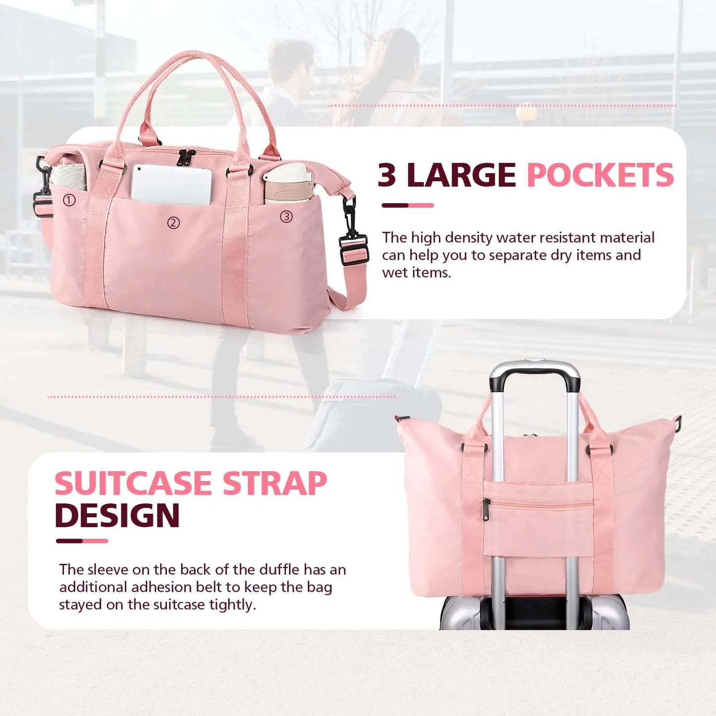 Travel Duffle Bag, Waterproof Weekender Bag Carry On Tote Bag - Kim’s Signature Beauty & Accessories