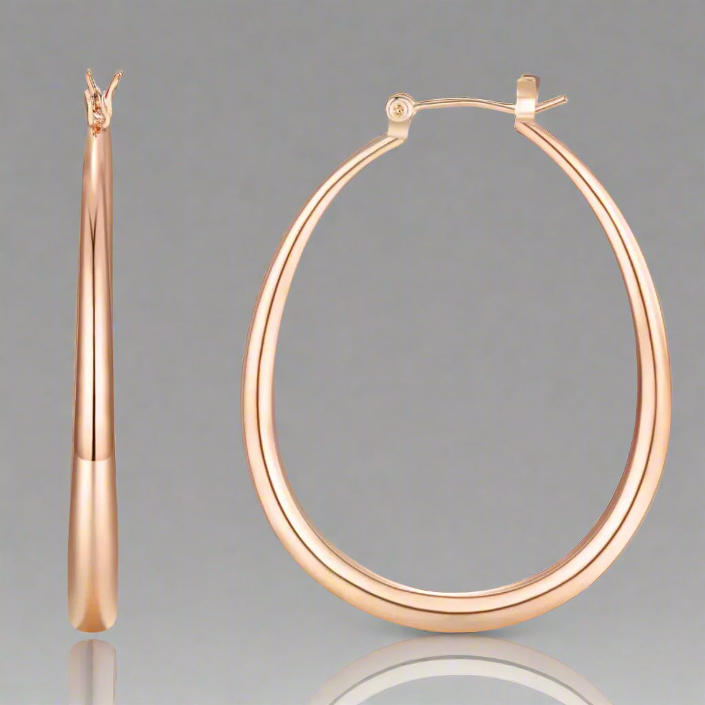 Large Rose Gold Oval Hoop Earrings - Kim’s Signature Beauty & Accessories