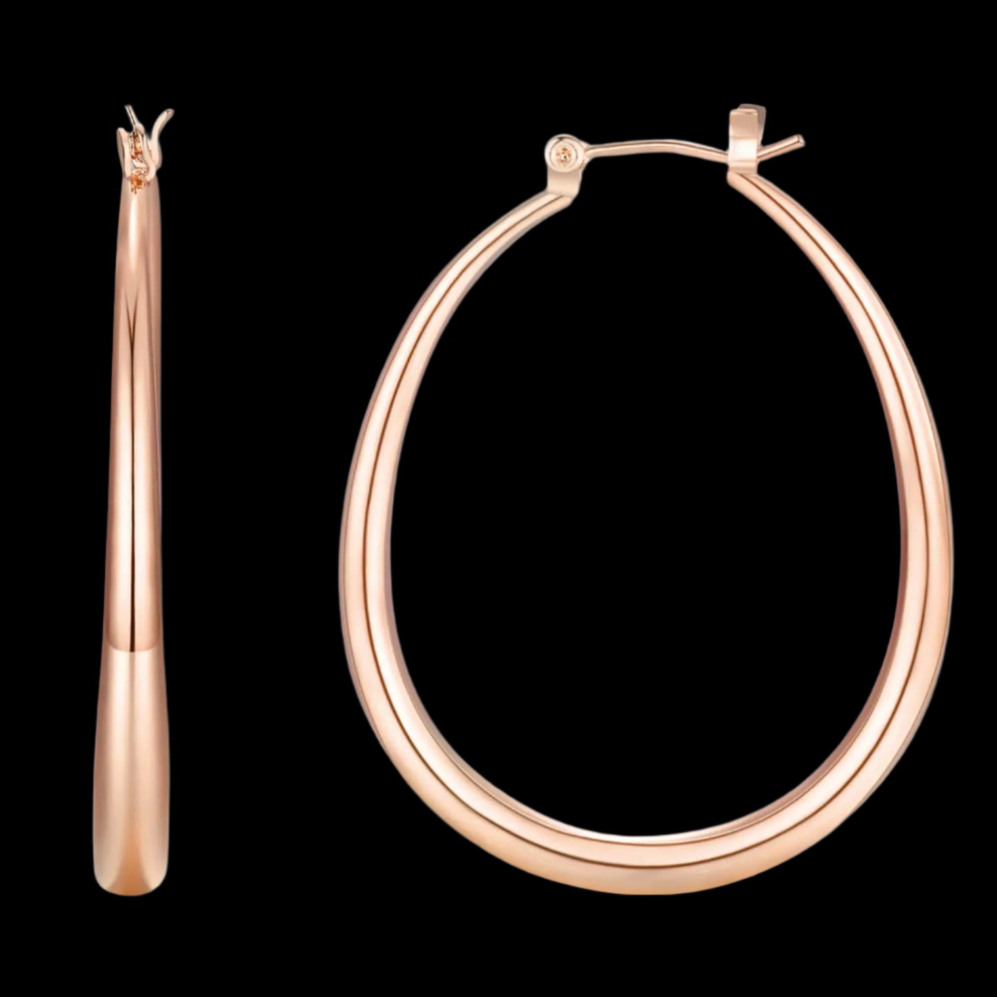 Large Rose Gold Oval Hoop Earrings - Kim’s Signature Beauty & Accessories