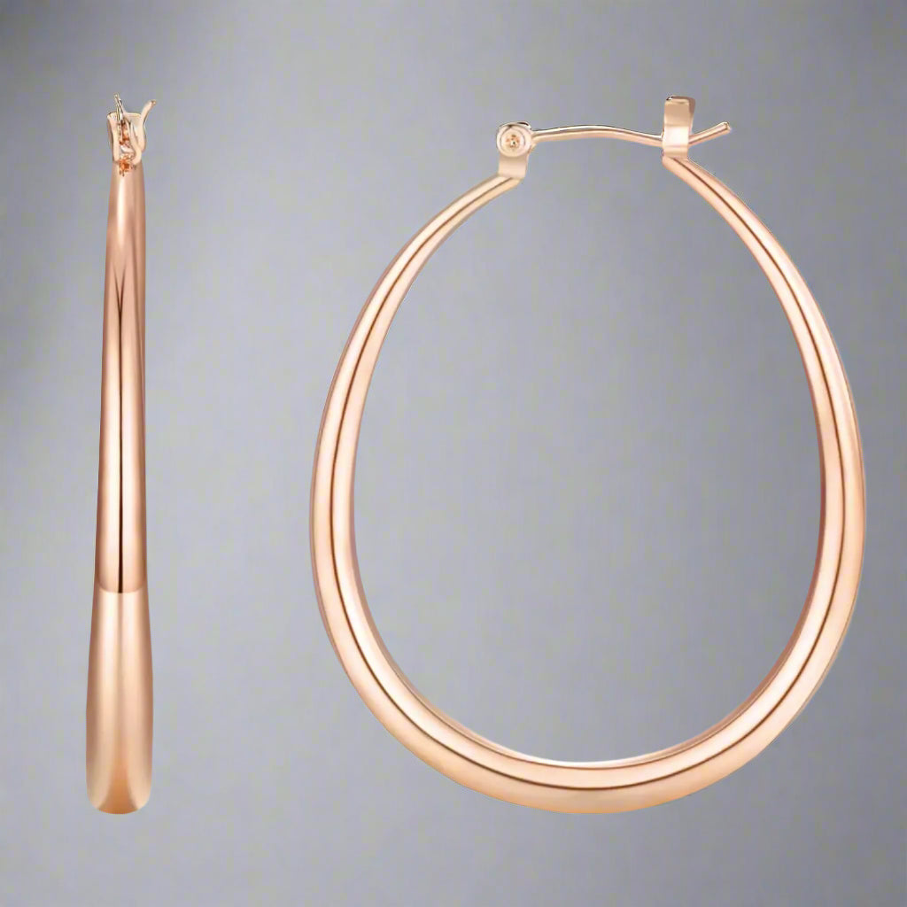 Large Rose Gold Oval Hoop Earrings - Kim’s Signature Beauty & Accessories