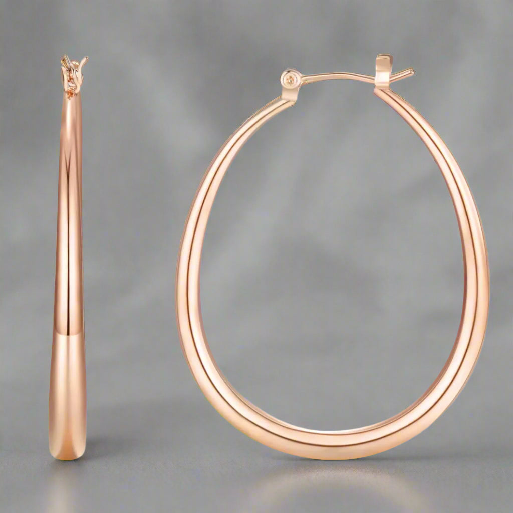 Large Rose Gold Oval Hoop Earrings - Kim’s Signature Beauty & Accessories