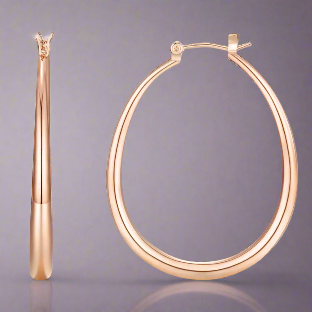 Large Rose Gold Oval Hoop Earrings - Kim’s Signature Beauty & Accessories