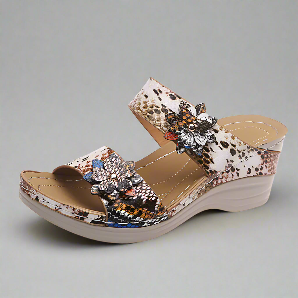 Leopard Print High-Heeled Wedge Sandals - Kim’s Signature Beauty & Accessories