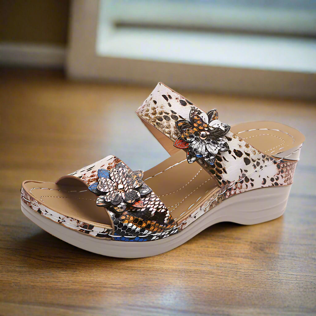 Leopard Print High-Heeled Wedge Sandals - Kim’s Signature Beauty & Accessories