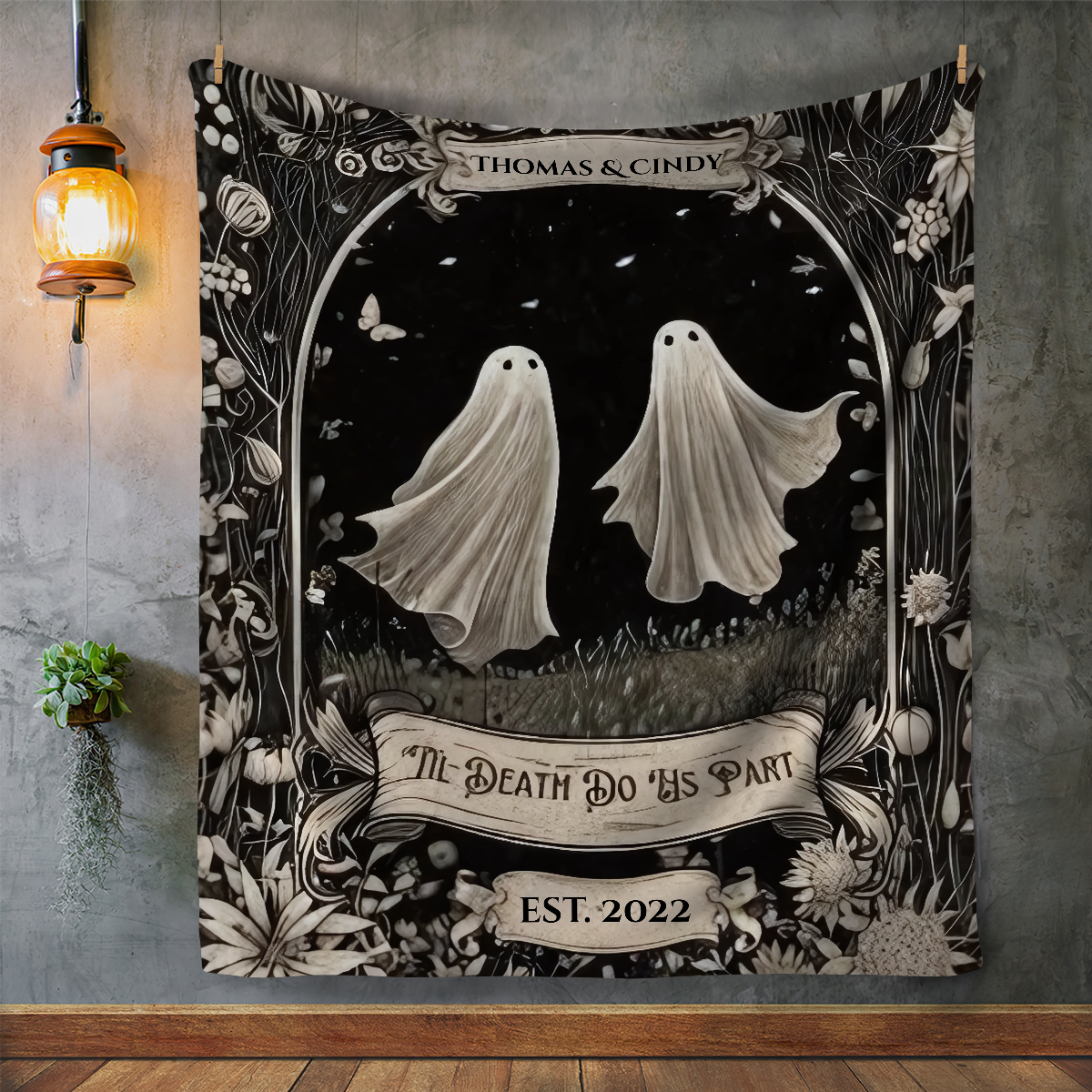 Personalized “Til Death Do Us Part” Ghost Couple Fleece Blanket - Kim’s Signature Beauty & Accessories (Store description)
