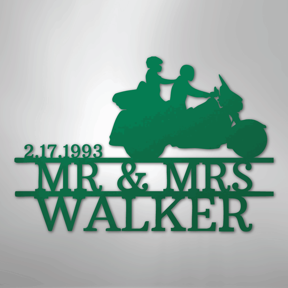 Mr. & Mrs. Motorcycle Couple Monogram - Steel Sign - Kim’s Signature Beauty & Accessories