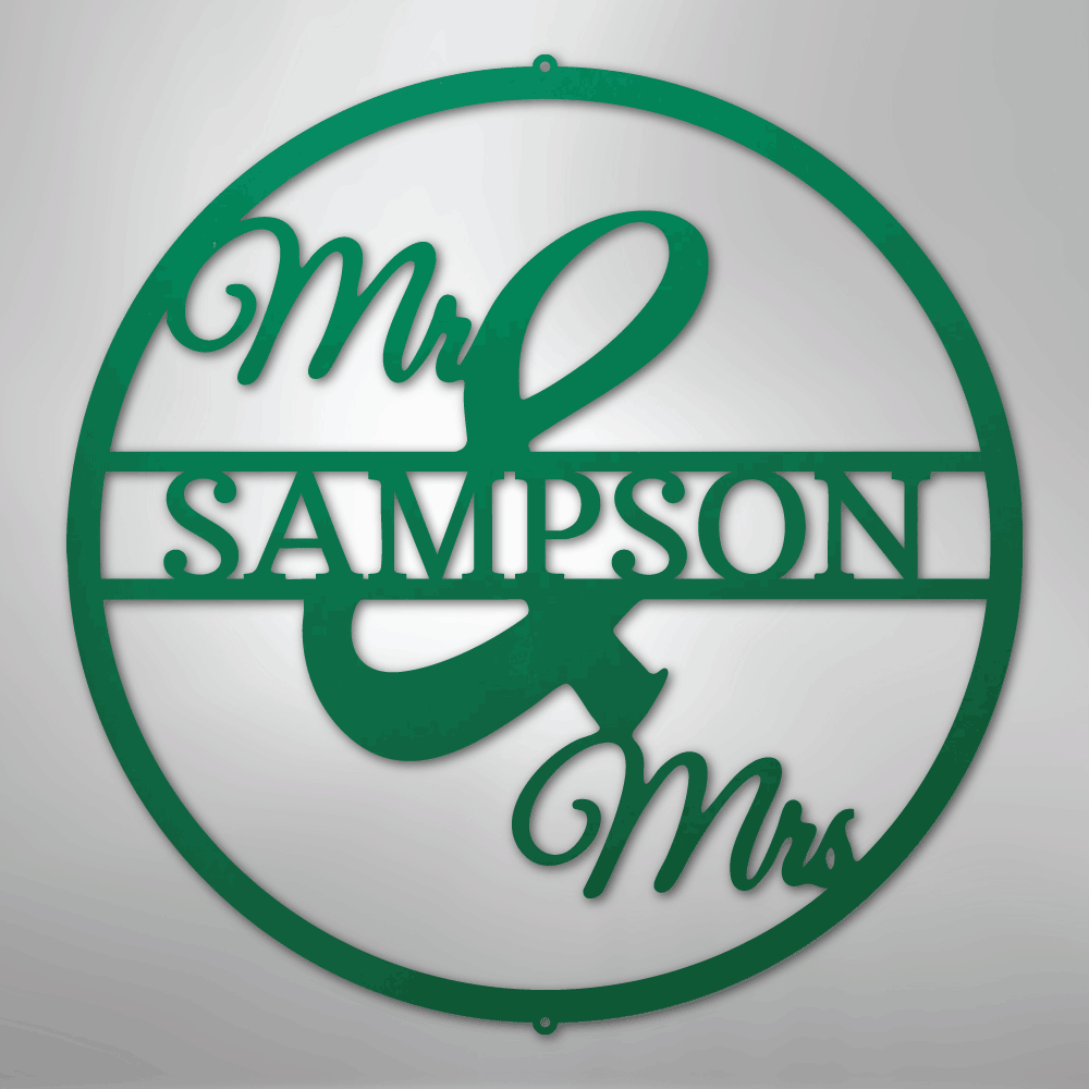Mr and Mrs Circle Monogram - Steel Sign - Kim’s Signature Beauty & Accessories