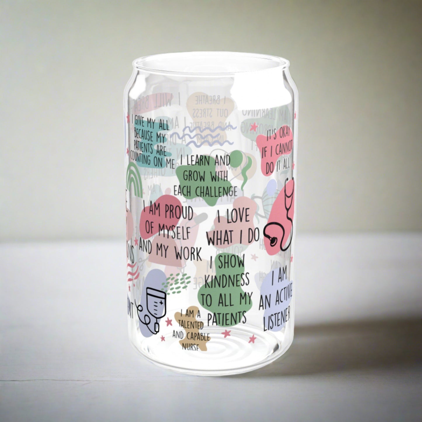 Nurses Affirmations Sipper Glass, 16oz - Kim’s Signature Beauty & Accessories