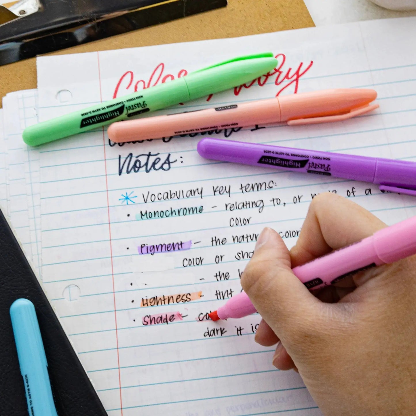 Pen Style Pastel Assorted Colors Highlighter w/ Pocket Clip (5/Pack) - Kim’s Signature Beauty & Accessories (Store description)