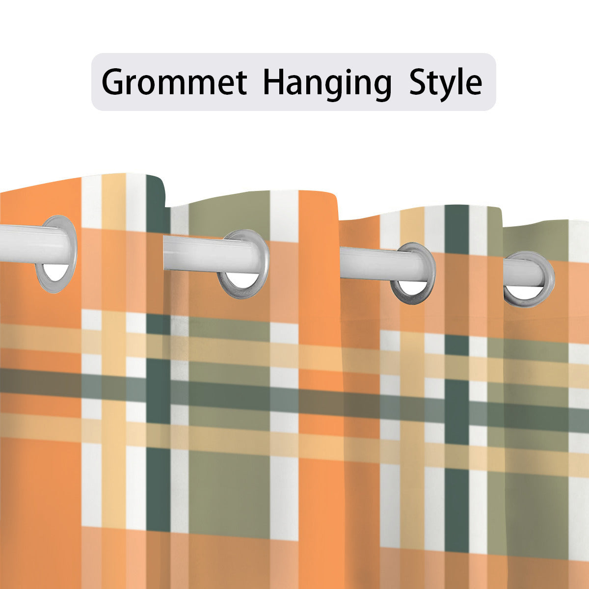 Orange Plaid Blackout Curtains - 2 Panel Set for Bedroom or Living Room - Kim’s Signature Beauty & Accessories