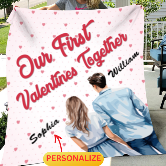 First Valentine's Day Together Blanket- Personalized - Kim’s Signature Beauty & Accessories