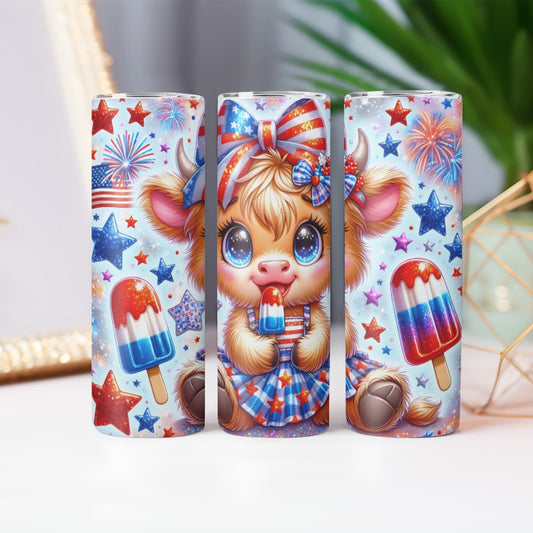 Patriotic Baby Cow Tumbler – 20oz July 4th Popsicle Cup - Kim’s Signature Beauty & Accessories