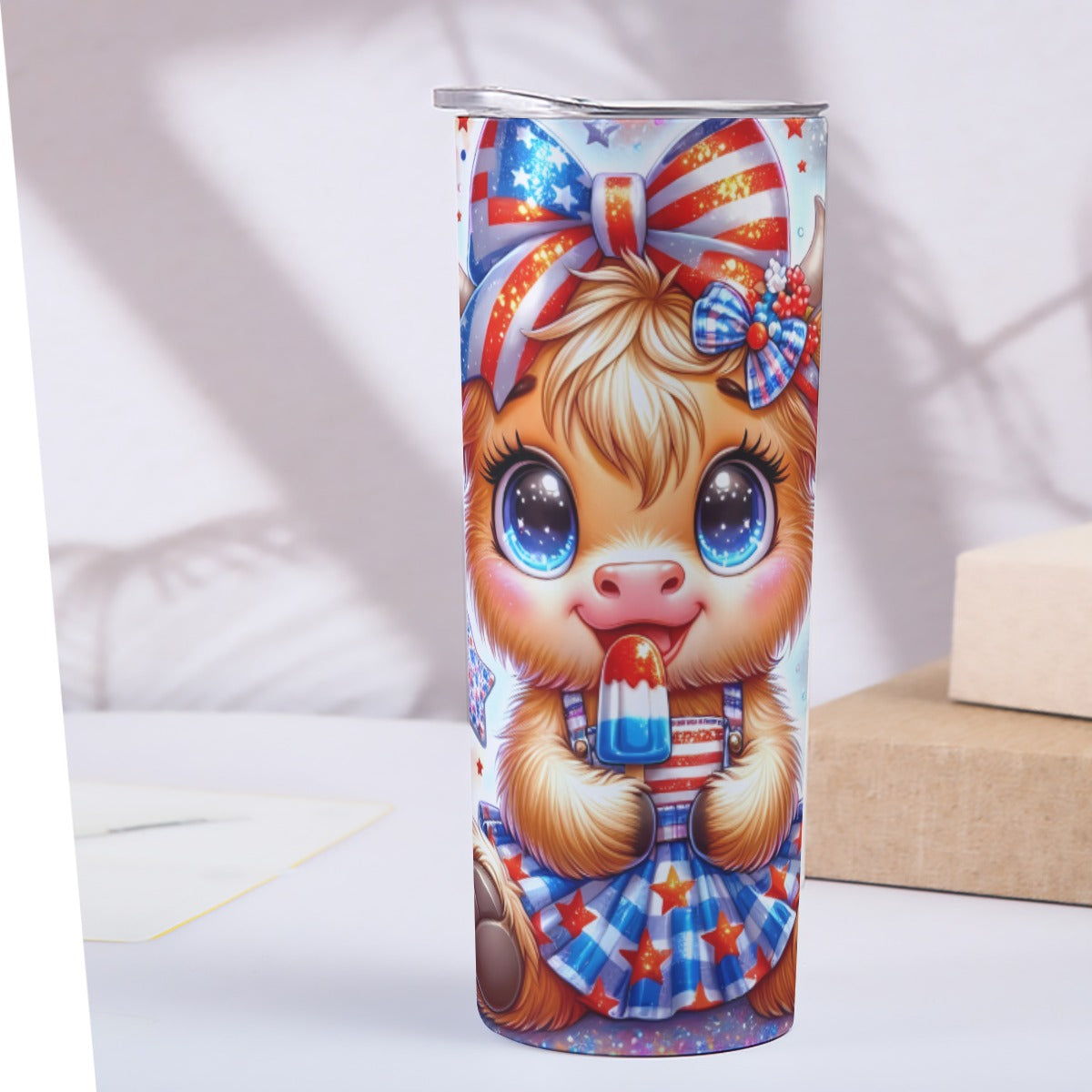 Patriotic Baby Cow Tumbler – 20oz July 4th Popsicle Cup - Kim’s Signature Beauty & Accessories