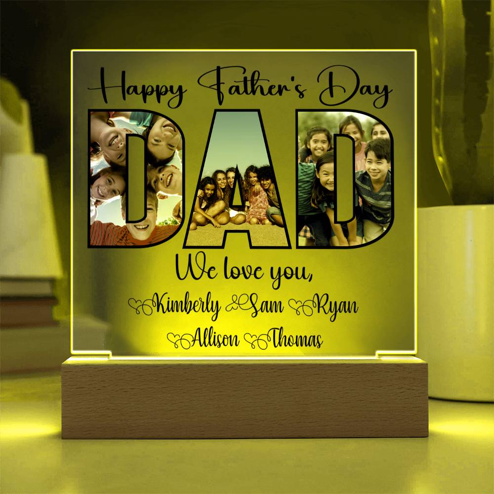 Personalized Father’s Day LED Acrylic Plaque – Photo & Name Custom Gift for Dad - Kim’s Signature Beauty & Accessories