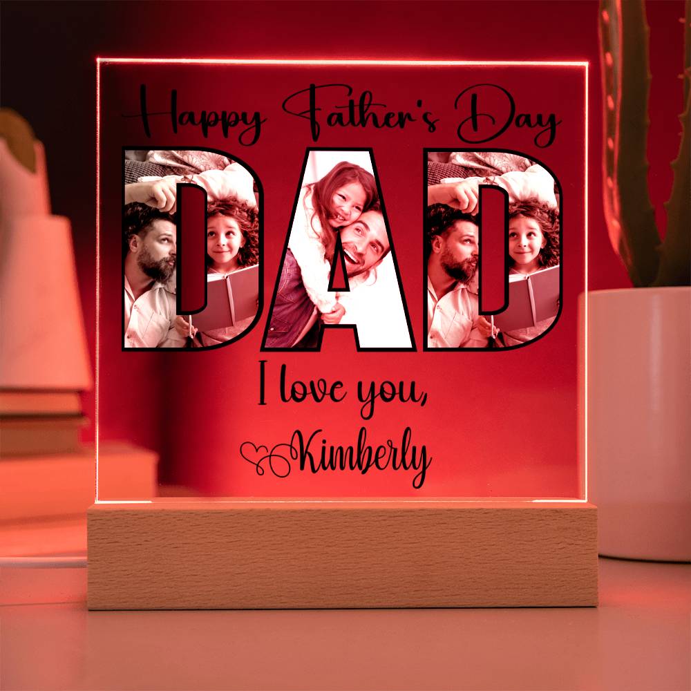 Personalized Father’s Day LED Acrylic Plaque – Photo & Name Custom Gift for Dad - Kim’s Signature Beauty & Accessories
