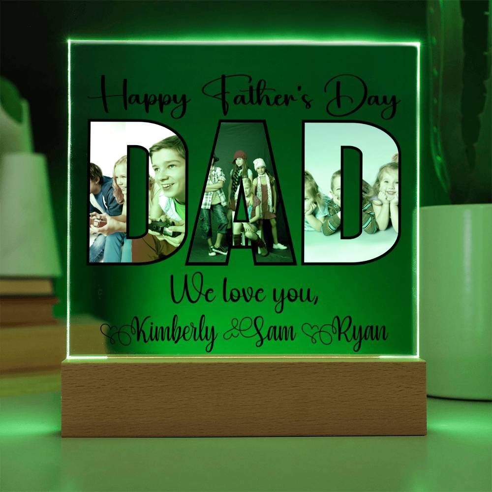 Personalized Father’s Day LED Acrylic Plaque – Photo & Name Custom Gift for Dad - Kim’s Signature Beauty & Accessories
