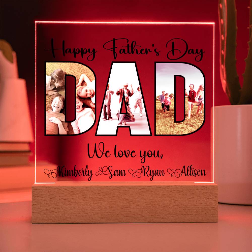 Personalized Father’s Day LED Acrylic Plaque – Photo & Name Custom Gift for Dad - Kim’s Signature Beauty & Accessories