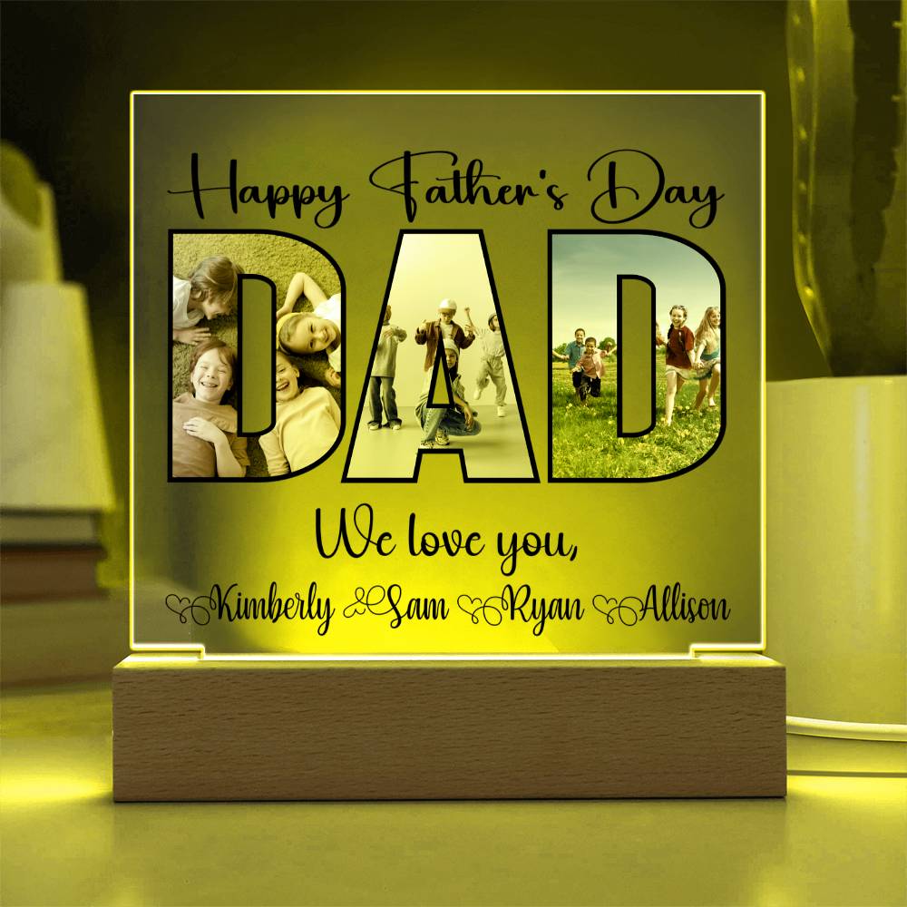 Personalized Father’s Day LED Acrylic Plaque – Photo & Name Custom Gift for Dad - Kim’s Signature Beauty & Accessories