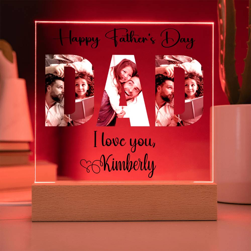Personalized Father’s Day LED Acrylic Plaque – Photo & Name Custom Gift for Dad - Kim’s Signature Beauty & Accessories