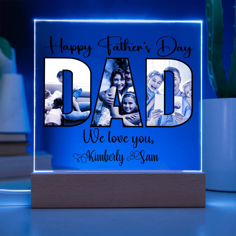 Personalized Father’s Day LED Acrylic Plaque – Photo & Name Custom Gift for Dad - Kim’s Signature Beauty & Accessories