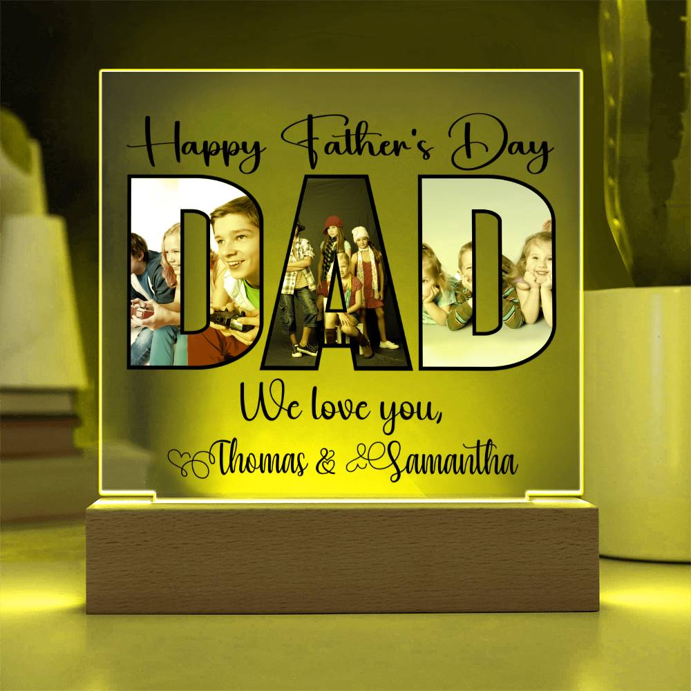 Personalized Father’s Day LED Acrylic Plaque – Photo & Name Custom Gift for Dad - Kim’s Signature Beauty & Accessories