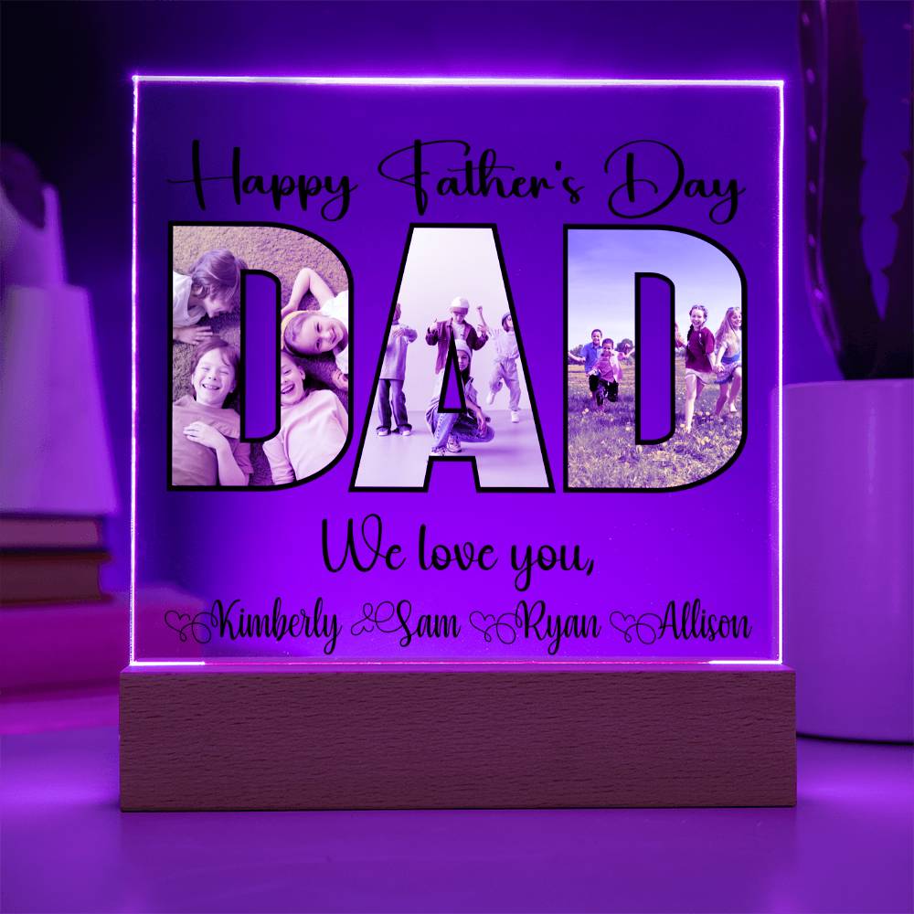 Personalized Father’s Day LED Acrylic Plaque – Photo & Name Custom Gift for Dad - Kim’s Signature Beauty & Accessories