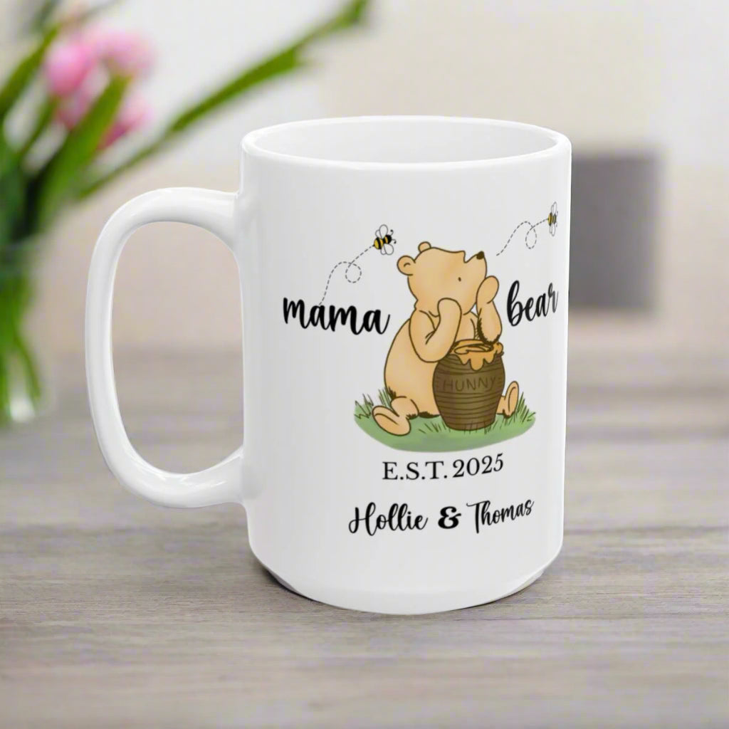 Personalized Mama Bear Ceramic Mug, (11oz, 15oz) - Kim’s Signature Beauty & Accessories
