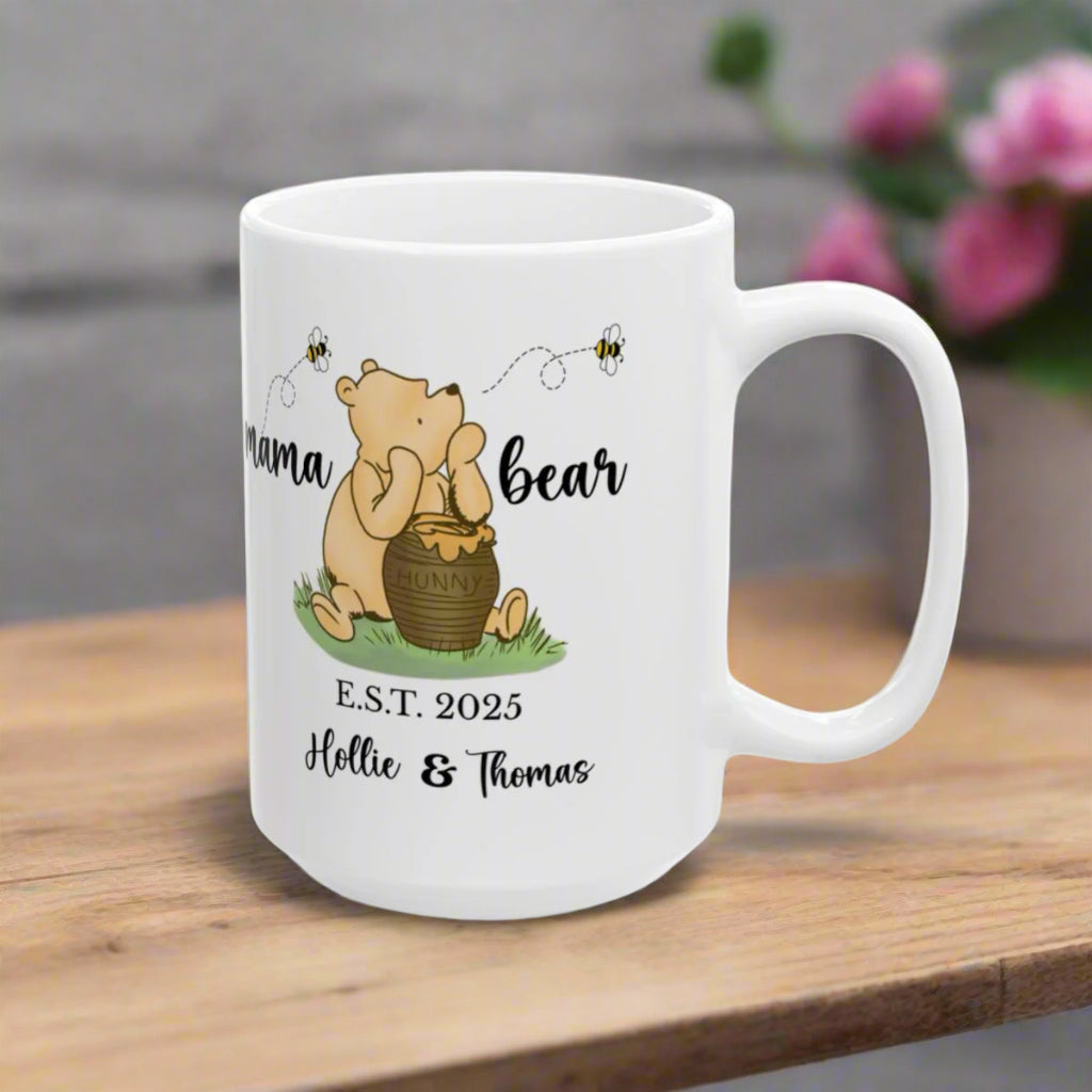 Personalized Mama Bear Ceramic Mug, (11oz, 15oz) - Kim’s Signature Beauty & Accessories