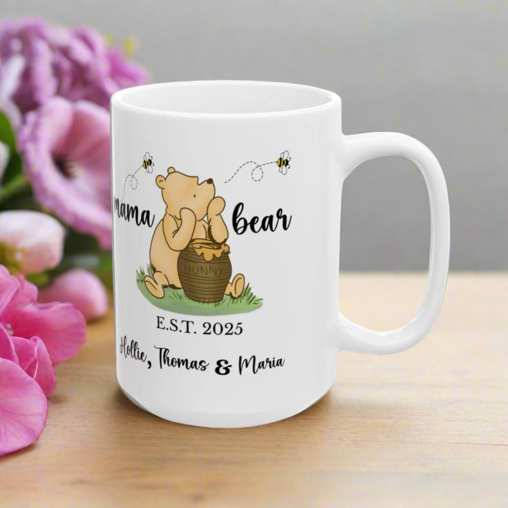Personalized Mama Bear Ceramic Mug, (11oz, 15oz) - Kim’s Signature Beauty & Accessories