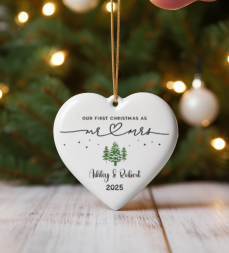 Personalized “Our First Christmas As Mr & Mrs” Heart Ornament - Kim’s Signature Beauty & Accessories