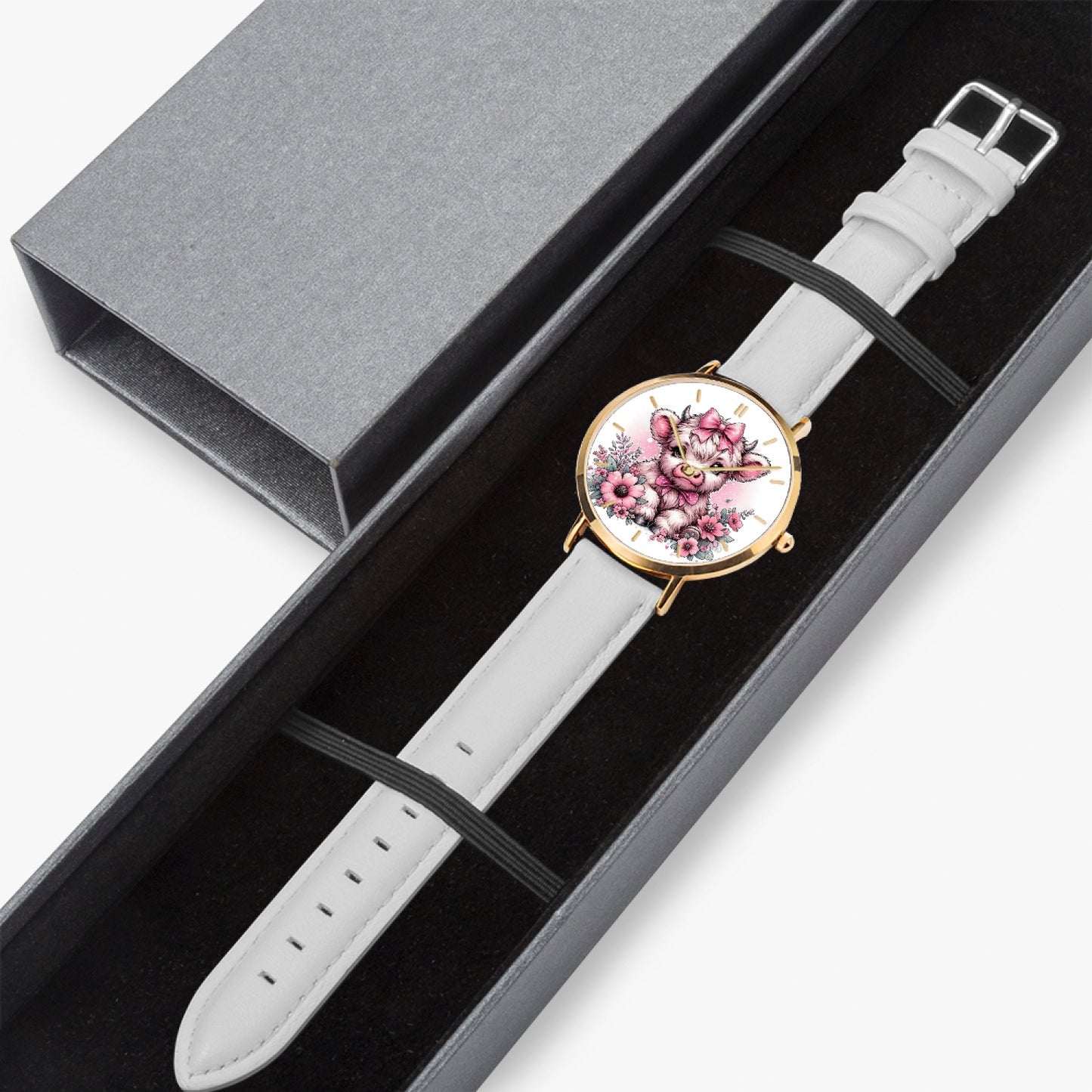 Pink Highland Cow Premium Ultra-Thin Watch - Kim’s Signature Beauty & Accessories