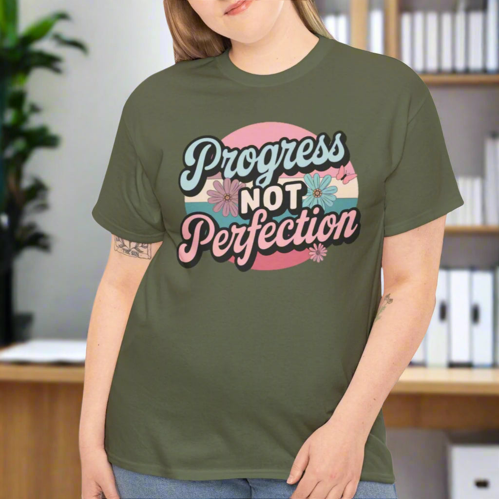 Progress Not Perfection Tee - Motivational for Personal Growth - Kim’s Signature Beauty & Accessories