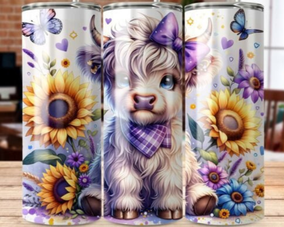 Purple Cow & Sunflowers 20oz Tumbler – Cute Country Vibes - Kim’s Signature Beauty & Accessories