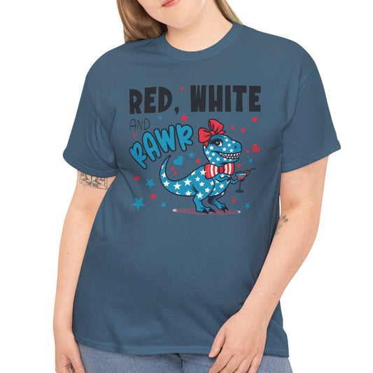 Red, White & Rawr – Patriotic Dinosaur T-Shirt - Kim’s Signature Beauty & Accessories
