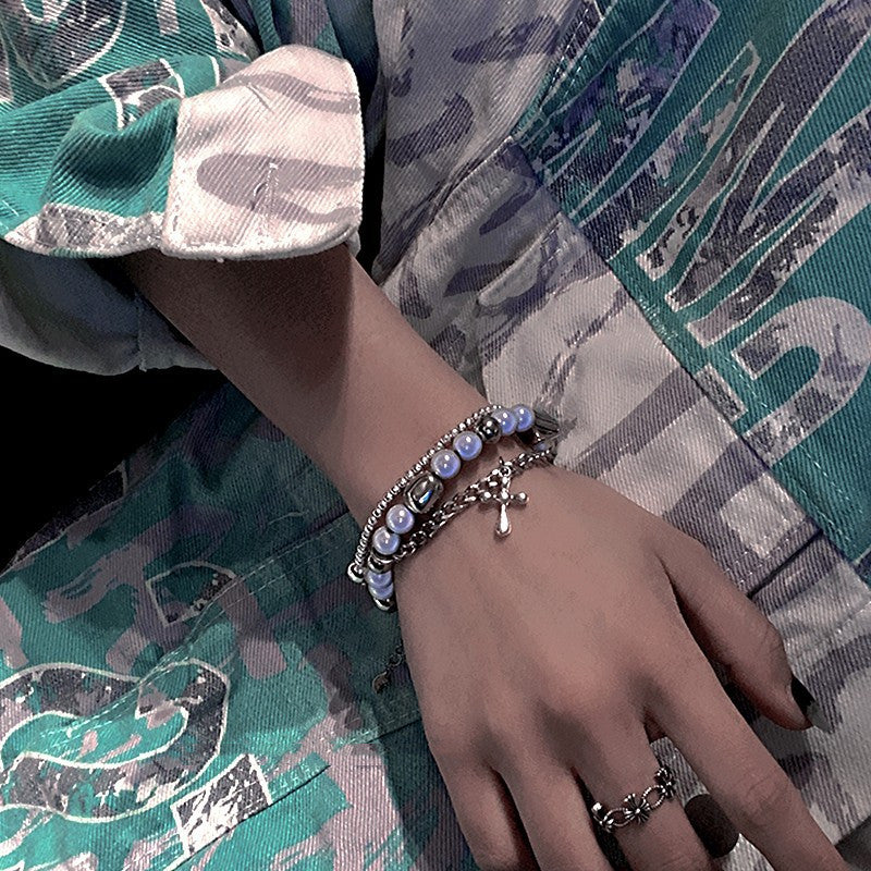 Reflective Pearl Cross Bracelet – Elegant Multi-Panel Shine - Kim’s Signature Beauty & Accessories