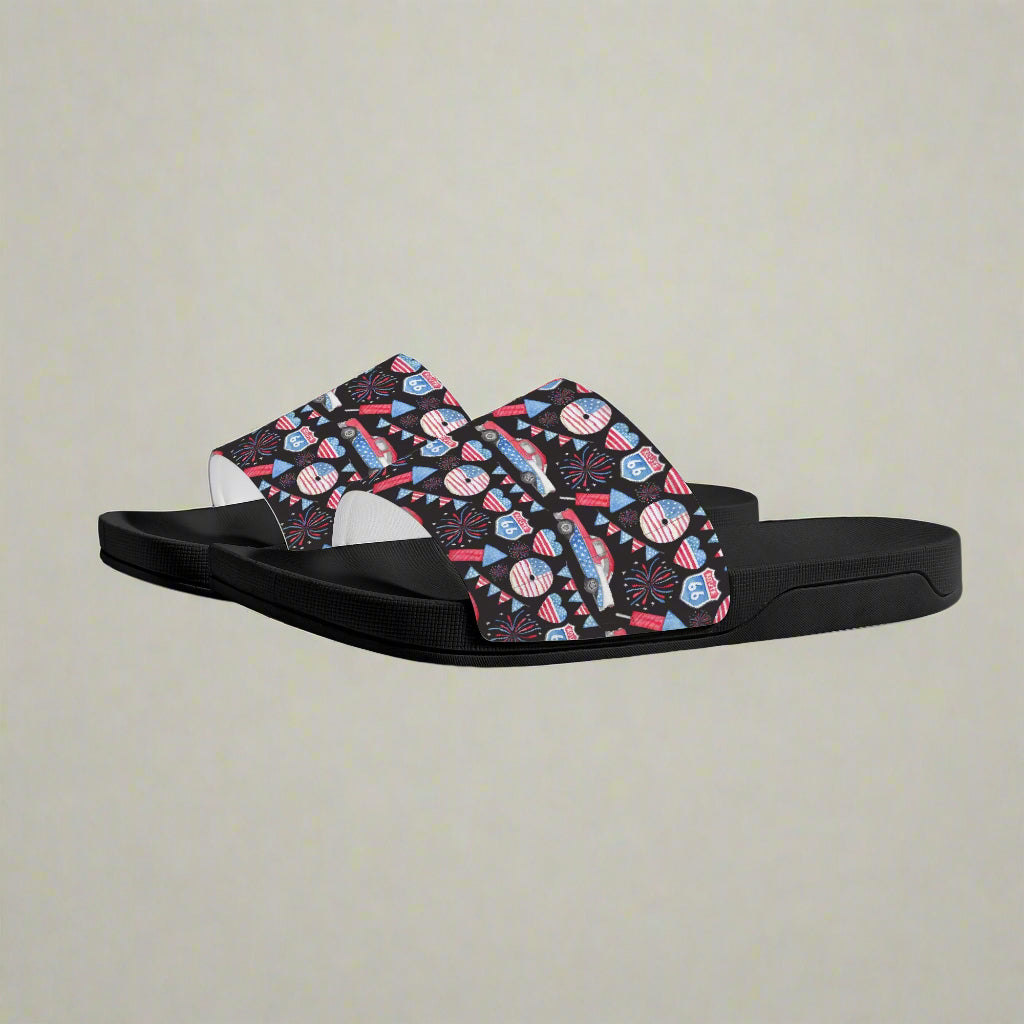 Retro Americana Route 66 Slides -Fireworks & Classic Car - Kim’s Signature Beauty & Accessories