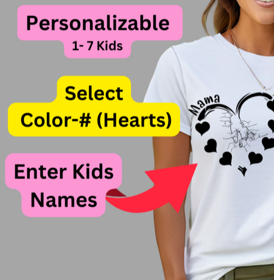 Personalized Mama-Child Heart Tee - Kim’s Signature Beauty & Accessories