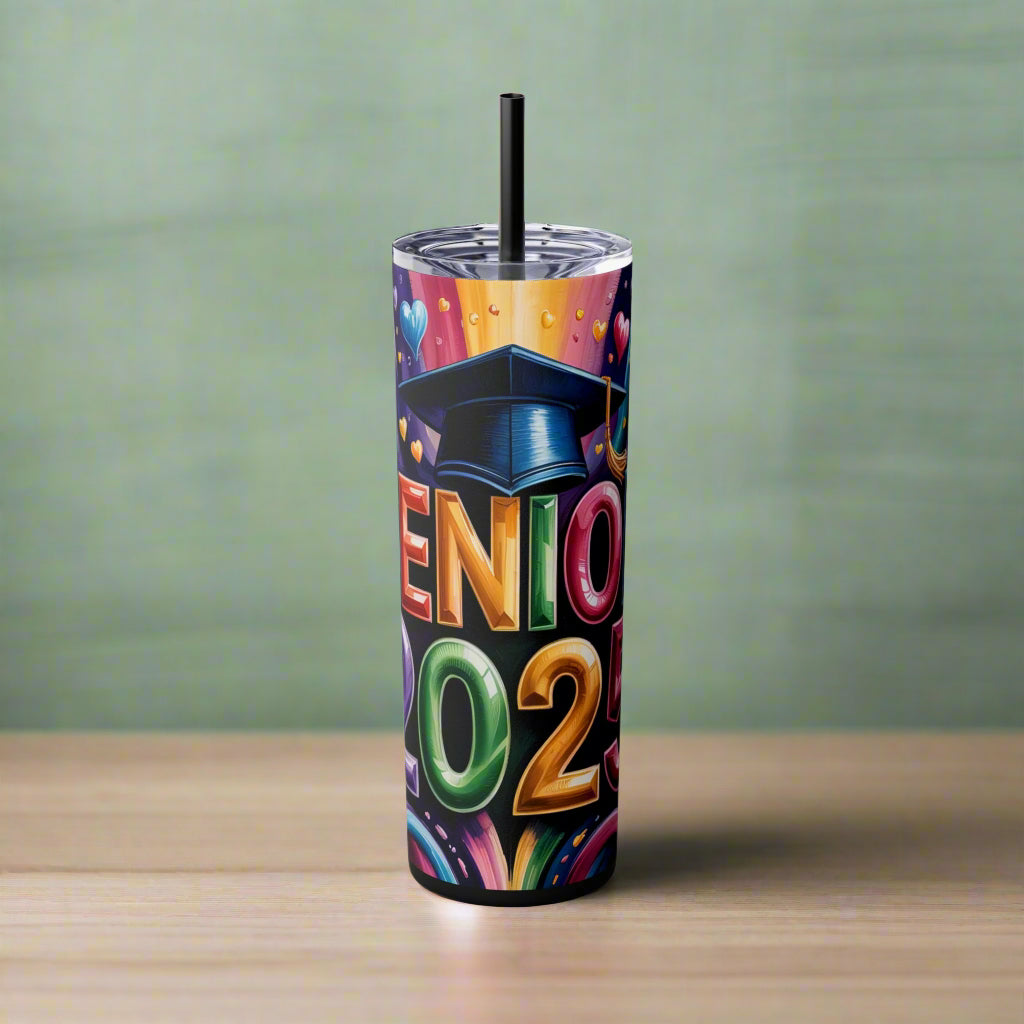 Senior 2025 Graduation Rainbow Tumbler – 20oz Skinny Stainless Steel - Kim’s Signature Beauty & Accessories