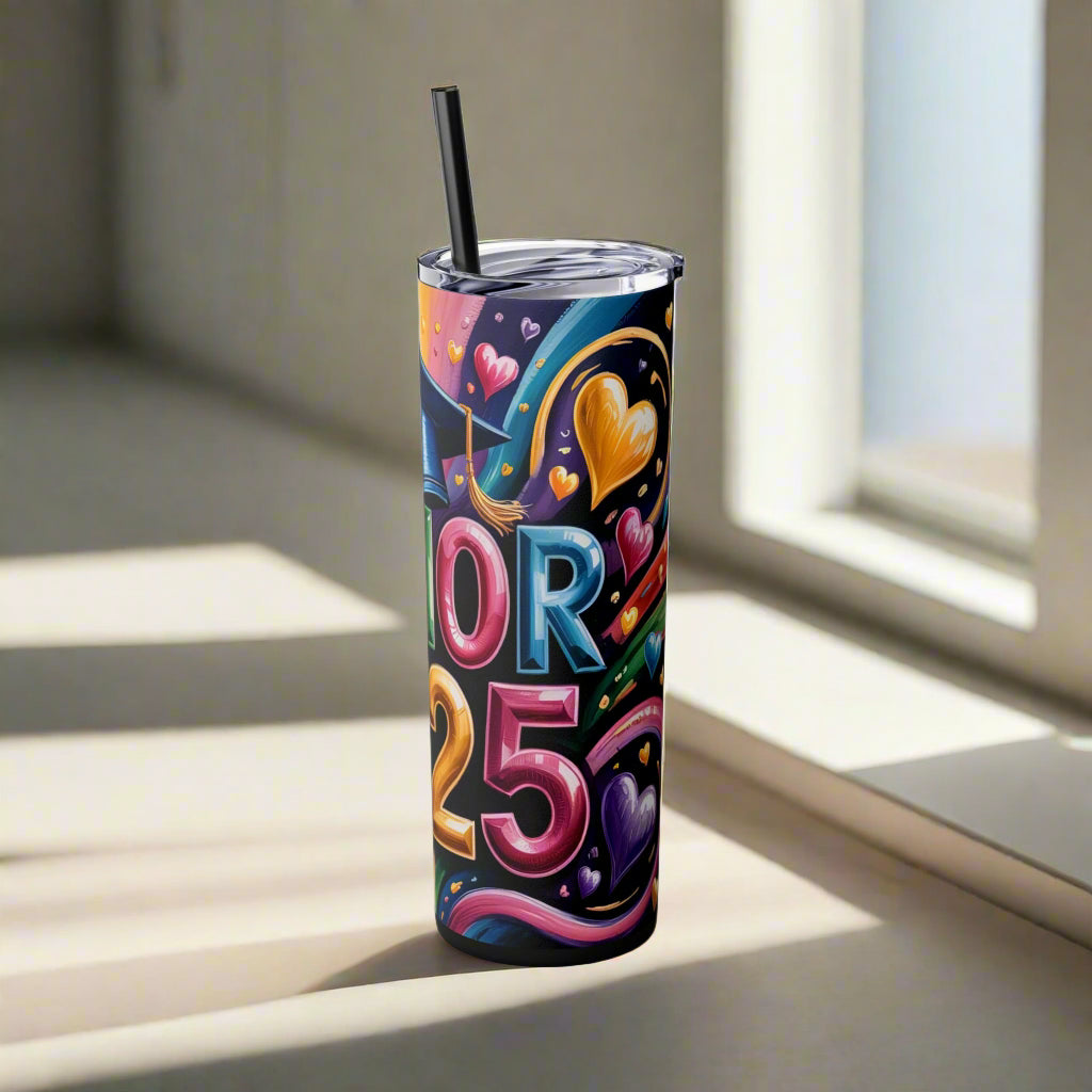 Senior 2025 Graduation Rainbow Tumbler – 20oz Skinny Stainless Steel - Kim’s Signature Beauty & Accessories
