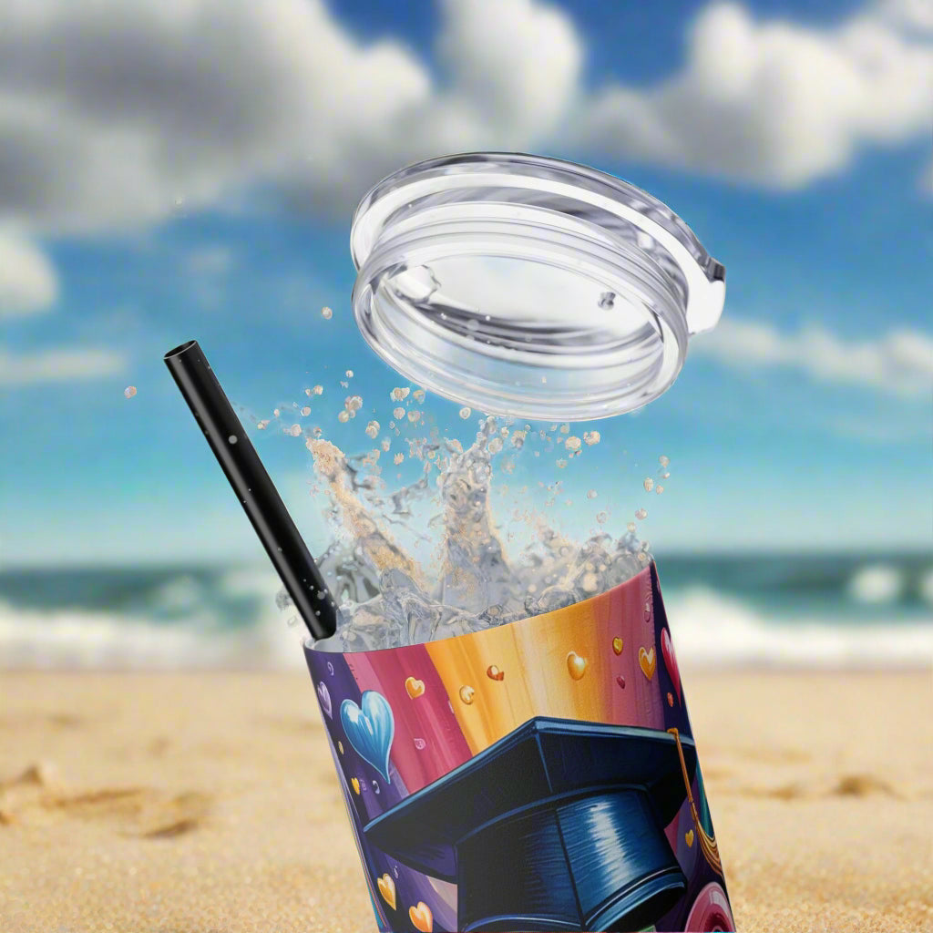 Senior 2025 Graduation Rainbow Tumbler – 20oz Skinny Stainless Steel - Kim’s Signature Beauty & Accessories