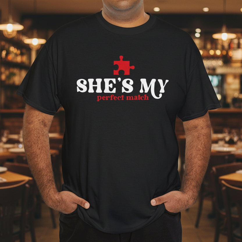 She's My Perfect Match Puzzle Piece Tee – Couple's Matching Shirt - Kim’s Signature Beauty & Accessories