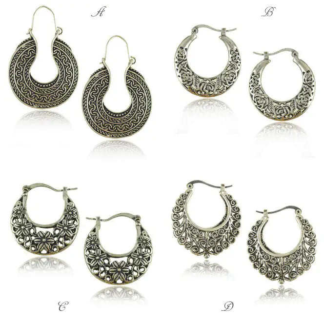 Silver Tribal look Filigree Hoop Earrings - Kim’s Signature Beauty & Accessories