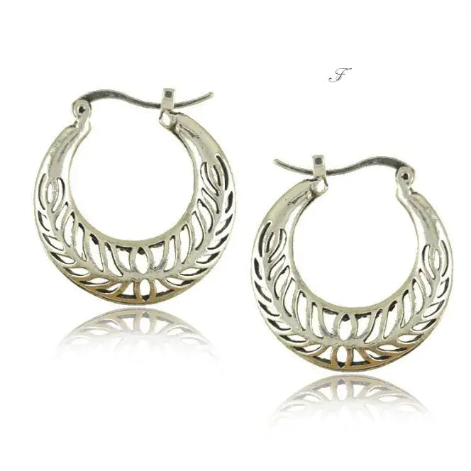 Silver Tribal look Filigree Hoop Earrings - Kim’s Signature Beauty & Accessories