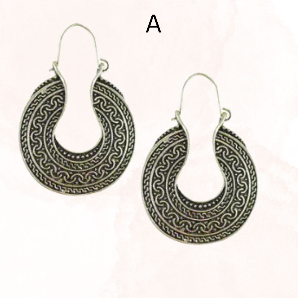 Silver Tribal look Filigree Hoop Earrings - Kim’s Signature Beauty & Accessories